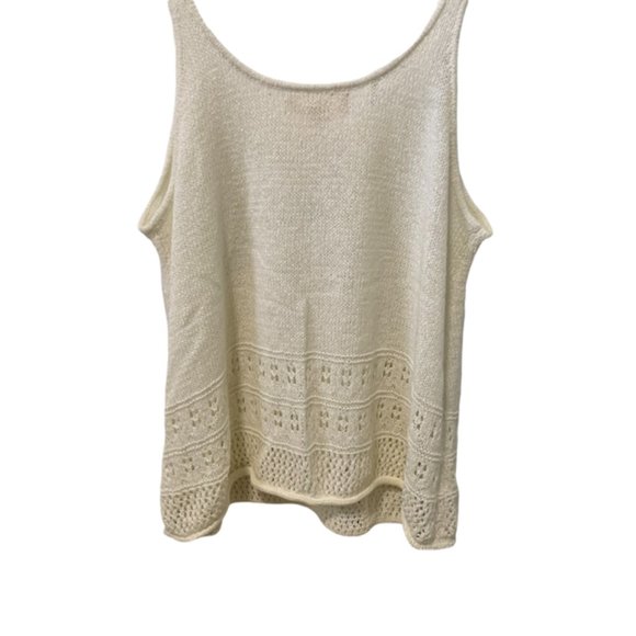Band of Gypsies Cream Ivory Pointelle Sleeveless Top XL - Picture 4 of 6